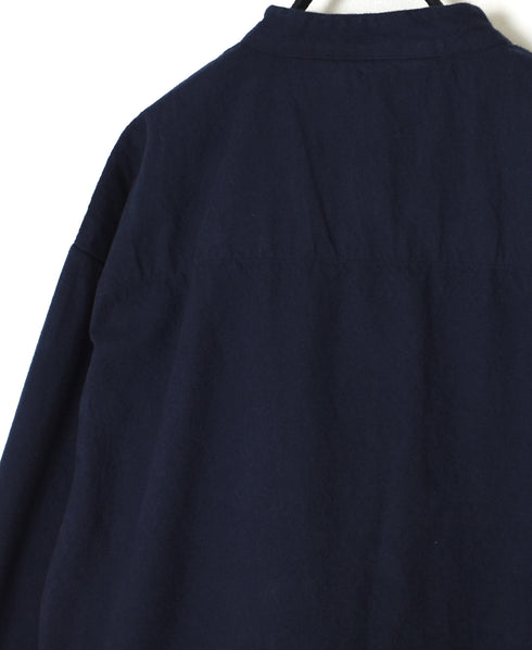 INHT2673D COTTON FLANNEL PLAIN OVERDYE STAND COLLAR SHIRT