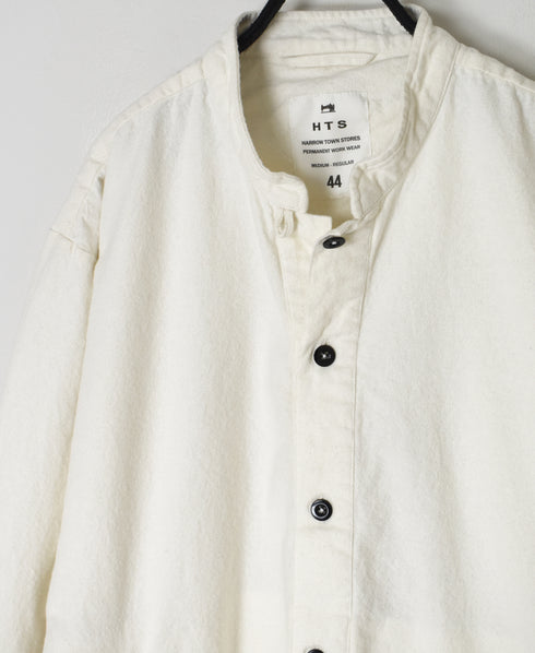 INHT2673D COTTON FLANNEL PLAIN OVERDYE STAND COLLAR SHIRT