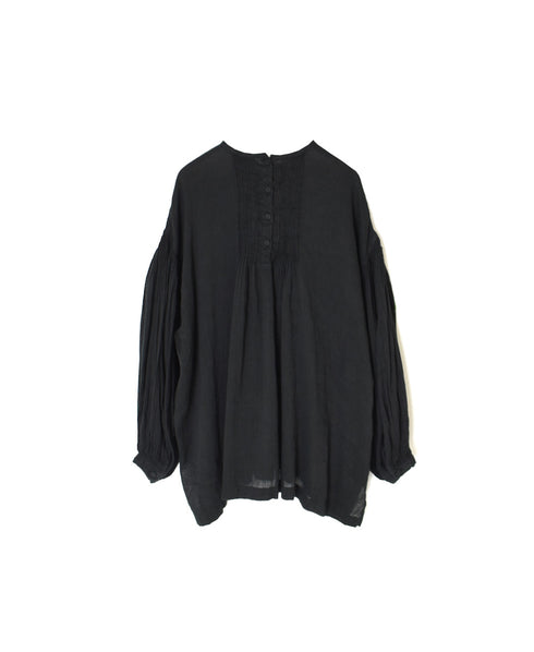 INMDS25012D AUTO LOOM COTTON/LINEN PLAIN OVERDYE BACK OPENING CREW-NECK SHIRT