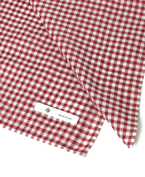 INMDS25026 HANDWOVEN COTTON/SILK GINGHAM CHECK SQUARE STOLE 58×58㎝