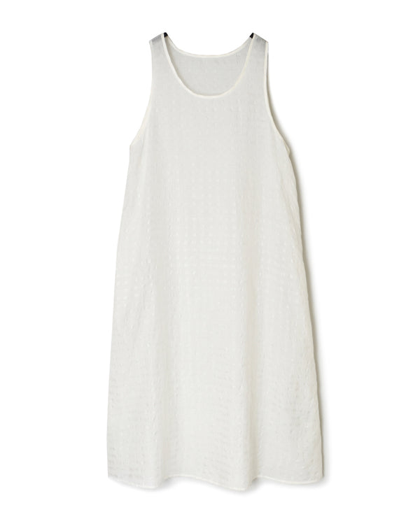 INMDS25082 HANDWOVEN COTTON SILK CHECK U-NECK TANK TOP DRESS
