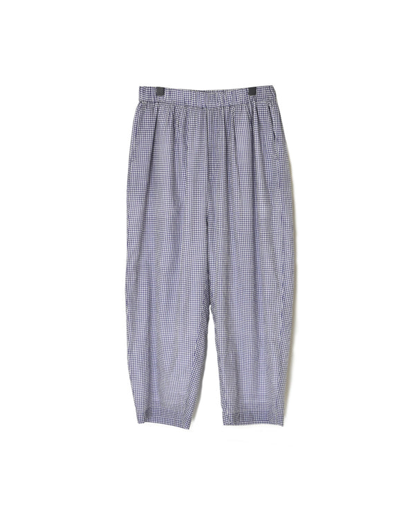 INMDS26025 HANDWOVEN COTTON/SILK SMALL GINGHAM CHECK 2 TUCK TAPERED EASY PANTS