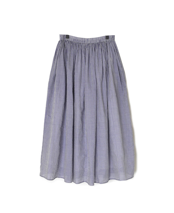 INMDS26026 HANDWOVEN COTTON/SILK SMALL GINGHAM CHECK GATHERED SKIRT