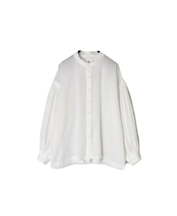INMDS26071 100s KHADI PLAIN BANDED COLLAR SHIRTS WITH MINI PINTUCK