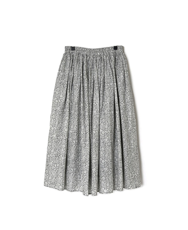 INMDS26105 80s COTTON FLOWER BLOCK PRINT GATHERED SKIRT