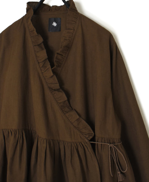 INMDS26701 TWILL COTTON KHADI PLAIN FRILL CACHE COEUR