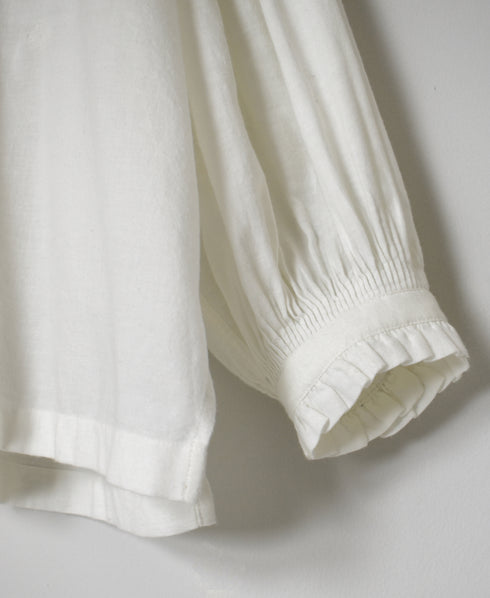 INMDS26702 TWILL COTTON KHADI PLAIN FRILL COLLAR SHIRTS WITH MINI PINTUCK