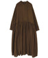 INMDS26704 TWILL COTTON KHADI PLAIN LACE COLLAR DRESS WITH PINTUCK