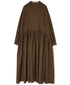 INMDS26704 TWILL COTTON KHADI PLAIN LACE COLLAR DRESS WITH PINTUCK