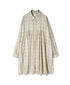 INMDS26713 COTTON/SILK SELF FINE CHECK REGULAR COLLAR INVERTED PLEATED LONG SHIRTS