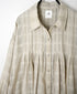 INMDS26713 COTTON/SILK SELF FINE CHECK REGULAR COLLAR INVERTED PLEATED LONG SHIRTS