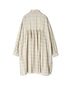 INMDS26713 COTTON/SILK SELF FINE CHECK REGULAR COLLAR INVERTED PLEATED LONG SHIRTS