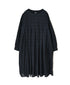 INMDS26714 COTTON/SILK SELF FINE CHECK INVERTED PLEATED L/SL DRESS WITH LINING