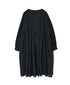 INMDS26714 COTTON/SILK SELF FINE CHECK INVERTED PLEATED L/SL DRESS WITH LINING