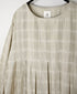 INMDS26714 COTTON/SILK SELF FINE CHECK INVERTED PLEATED L/SL DRESS WITH LINING