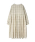 INMDS26714 COTTON/SILK SELF FINE CHECK INVERTED PLEATED L/SL DRESS WITH LINING