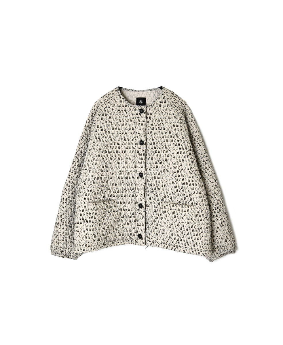 INMDS26721 80s VOILE LITTLE TREE BLOCK PRINT QUILTED RAGLAN/SL