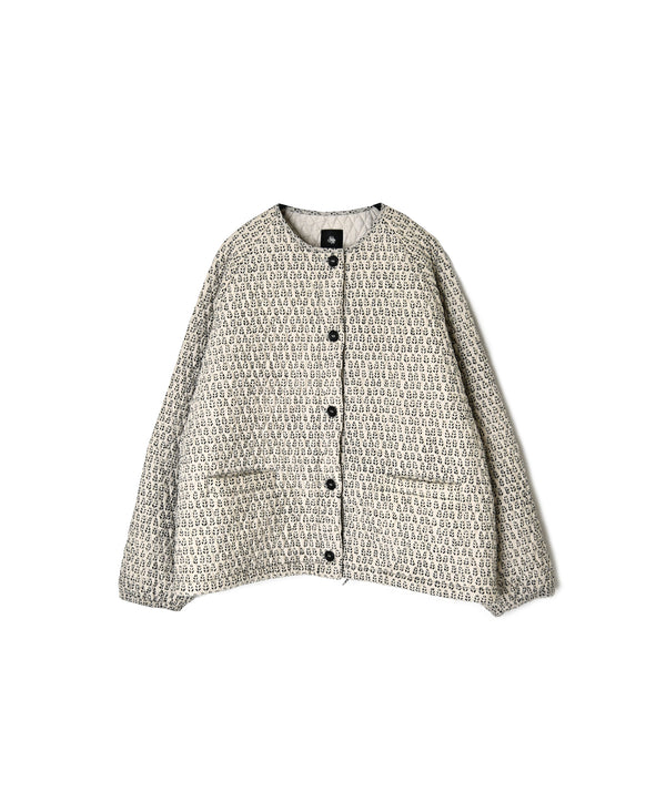 INMDS26721 80s VOILE LITTLE TREE BLOCK PRINT QUILTED RAGLAN/SL STRING JACKET