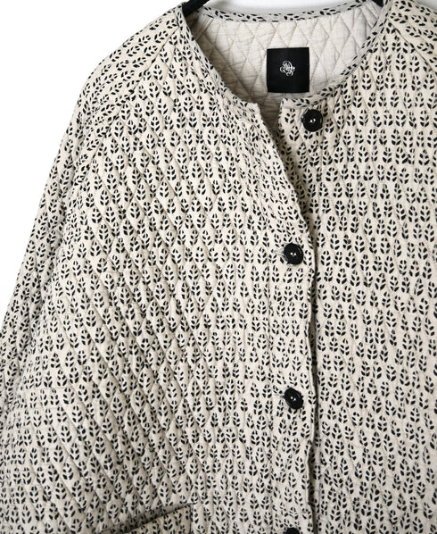 INMDS26721 80s VOILE LITTLE TREE BLOCK PRINT QUILTED RAGLAN/SL STRING JACKET