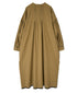 INMDS26733 HANDWOVEN HEAVY COTTON PLAIN WITH SELVAGE BACK OPENING CREW-NECK DRESS WITH MINI PINTUCK