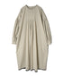 INMDS26733 HANDWOVEN HEAVY COTTON PLAIN WITH SELVAGE BACK OPENING CREW-NECK DRESS WITH MINI PINTUCK