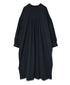 INMDS26733 HANDWOVEN HEAVY COTTON PLAIN WITH SELVAGE BACK OPENING CREW-NECK DRESS WITH MINI PINTUCK