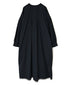 INMDS26733 HANDWOVEN HEAVY COTTON PLAIN WITH SELVAGE BACK OPENING CREW-NECK DRESS WITH MINI PINTUCK