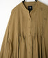 INMDS26734 HANDWOVEN HEAVY COTTON PLAIN WITH SELVAGE BANDED COLLAR SHIRTS DRESS WITH MINI PINTUCK