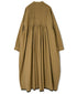 INMDS26734 HANDWOVEN HEAVY COTTON PLAIN WITH SELVAGE BANDED COLLAR SHIRTS DRESS WITH MINI PINTUCK