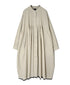 INMDS26734 HANDWOVEN HEAVY COTTON PLAIN WITH SELVAGE BANDED COLLAR SHIRTS DRESS WITH MINI PINTUCK