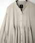 INMDS26734 HANDWOVEN HEAVY COTTON PLAIN WITH SELVAGE BANDED COLLAR SHIRTS DRESS WITH MINI PINTUCK