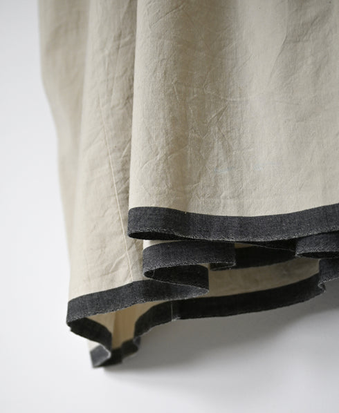 INMDS26734 HANDWOVEN HEAVY COTTON PLAIN WITH SELVAGE BANDED COLLAR SHIRTS DRESS WITH MINI PINTUCK