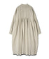 INMDS26734 HANDWOVEN HEAVY COTTON PLAIN WITH SELVAGE BANDED COLLAR SHIRTS DRESS WITH MINI PINTUCK