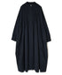 INMDS26734 HANDWOVEN HEAVY COTTON PLAIN WITH SELVAGE BANDED COLLAR SHIRTS DRESS WITH MINI PINTUCK