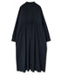 INMDS26734 HANDWOVEN HEAVY COTTON PLAIN WITH SELVAGE BANDED COLLAR SHIRTS DRESS WITH MINI PINTUCK