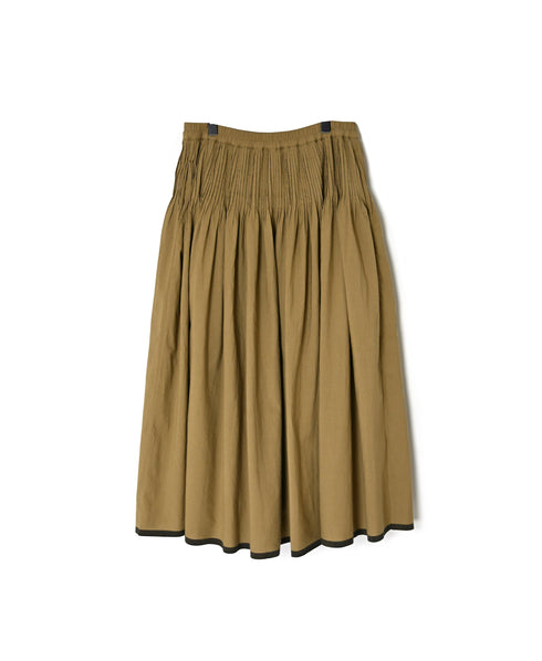 INMDS26735 HANDWOVEN HEAVY COTTON PLAIN WITH SELVAGE FLARED SKIRT WITH PINTUCK