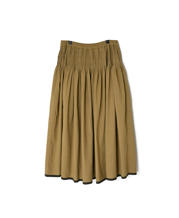 INMDS26735 HANDWOVEN HEAVY COTTON PLAIN WITH SELVAGE FLARED SKIRT WITH PINTUCK