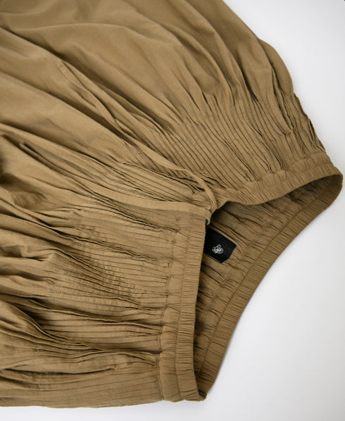 INMDS26735 HANDWOVEN HEAVY COTTON PLAIN WITH SELVAGE FLARED SKIRT WITH PINTUCK