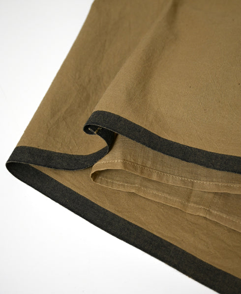 INMDS26735 HANDWOVEN HEAVY COTTON PLAIN WITH SELVAGE FLARED SKIRT WITH PINTUCK