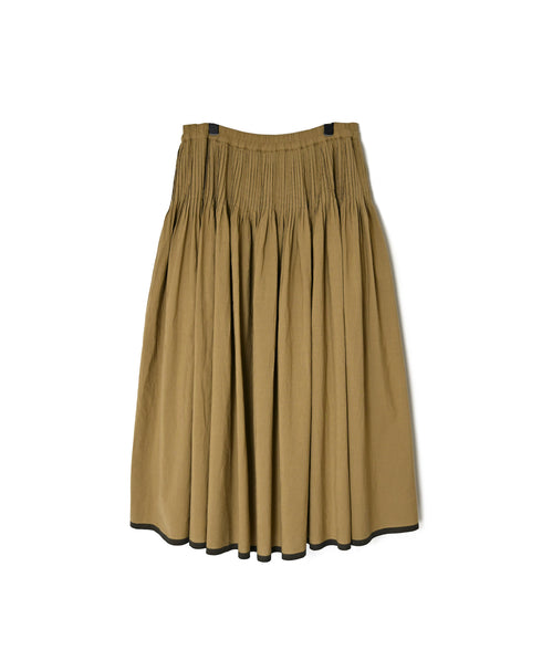 INMDS26735 HANDWOVEN HEAVY COTTON PLAIN WITH SELVAGE FLARED SKIRT WITH PINTUCK