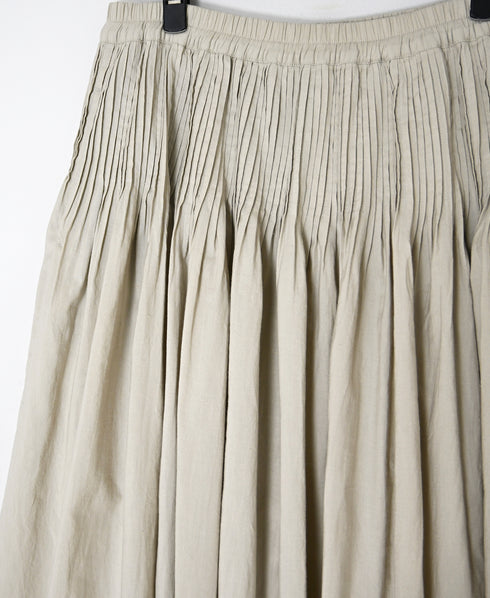 INMDS26735 HANDWOVEN HEAVY COTTON PLAIN WITH SELVAGE FLARED SKIRT WITH PINTUCK