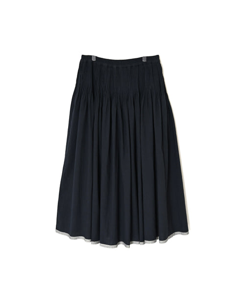 INMDS26735 HANDWOVEN HEAVY COTTON PLAIN WITH SELVAGE FLARED SKIRT WITH PINTUCK