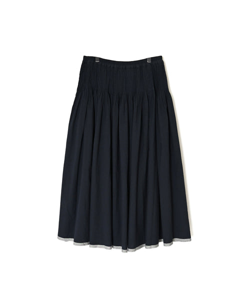 INMDS26735 HANDWOVEN HEAVY COTTON PLAIN WITH SELVAGE FLARED SKIRT WITH PINTUCK