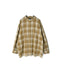 INMDS26741 HANDWOVEN HEAVY COTTON UNIQUE GINGHAM CHK BANDED COOLAR SHIRTS WITH INVERTED PLEATS