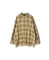INMDS26741 HANDWOVEN HEAVY COTTON UNIQUE GINGHAM CHK BANDED COOLAR SHIRTS WITH INVERTED PLEATS