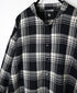 INMDS26741 HANDWOVEN HEAVY COTTON UNIQUE GINGHAM CHK BANDED COOLAR SHIRTS WITH INVERTED PLEATS