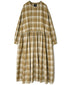 INMDS26744 HANDWOVEN HEAVY COTTON UNIQUE GINGHAM CHECK CREW NECK DRESS WITH PINTUCK