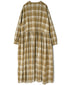 INMDS26744 HANDWOVEN HEAVY COTTON UNIQUE GINGHAM CHECK CREW NECK DRESS WITH PINTUCK