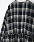 INMDS26744 HANDWOVEN HEAVY COTTON UNIQUE GINGHAM CHECK CREW NECK DRESS WITH PINTUCK