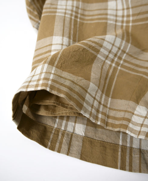 INMDS26745 HANDWOVEN HEAVY COTTON UNIQUE GINGHAM CHK 2TUCK TAPERED EASY PANTS WITH LINING